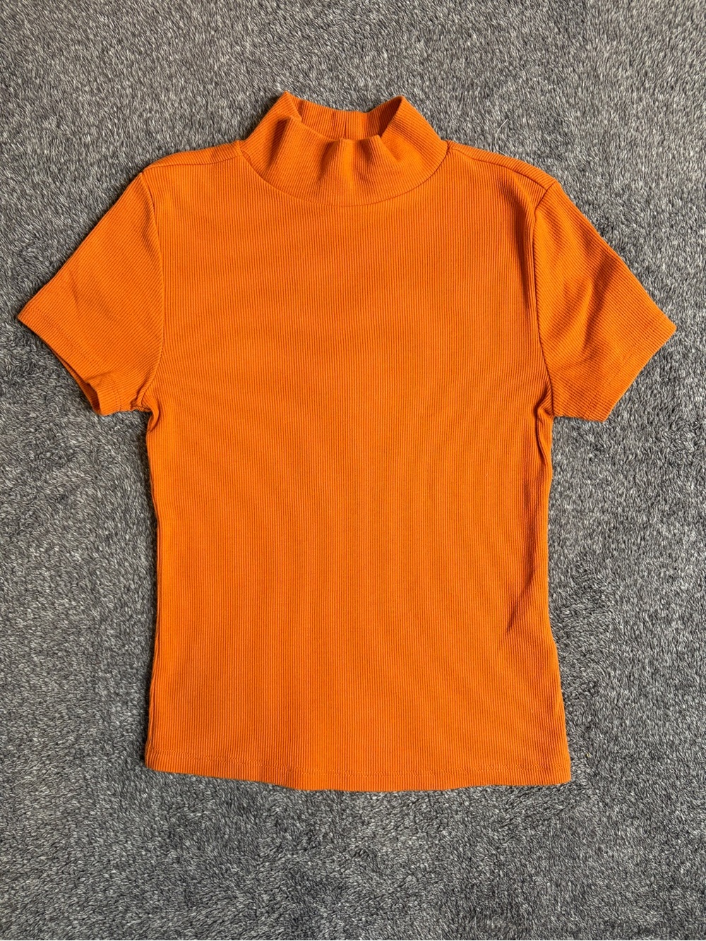 Maeve Short Sleeve Mock Neck Top in Bright Orange